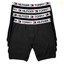 Tommy Hilfiger Men's 4 Pocket Boxer Brief, Black, Large