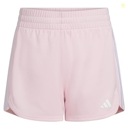 adidas Girls' Elastic Waistband 3-Stripe Pacer Mesh Short, Clear Pink,