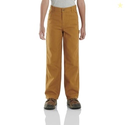 Carhartt Boys' Flannel-Lined Canvas Dungaree Pants, Carhartt Brown, 7