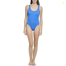 Calvin Klein Womens Lifestyle ONE PIECE,Lapis Blue Silky Rib,Extra Lar