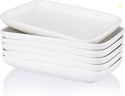 Sweese 8 Inch Rectangular Salad Plates, Set of 6