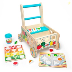 Melissa & Doug Wooden Shape Sorting Grocery Cart - Toddler Toys with 1