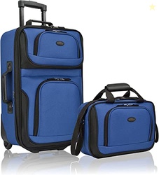 U.S. Traveler Rio Lightweight Softside Rolling Carry-on Suitcase, 2-Wh