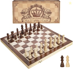 AMEROUS 15 Inches Magnetic Wooden Chess Set 