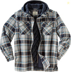 Legendary Whitetails Mens Plaid Flannel Shirt Jacket Quilted with Hood