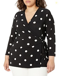 Anne Klein Printed ITY 3/4 SLV WRAP TOP (H22)