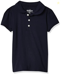 OshKosh B'Gosh Girls' Little Short Sleeve Uniform Polo, Navy, 4