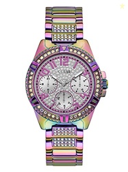 Guess Multifunction Purple Crystal Bracelet Watch, Purple/Silver-Tone