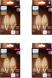 PHILIPS LED 25W B11 8-Pack Vintage Edison Spiral Amber (2000K) 225 Lum