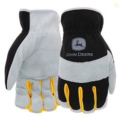 West Chester John Deere JD86020-L Split Cowhide Palm Gloves  Yellow/Gr