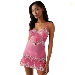 Wacoal Women's Embrace Lace Sheer Mesh Chemise Lingerie, 814191, Hot P