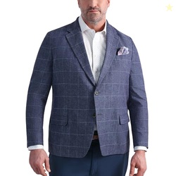 Haggar Big & Tall J.M Plaid Windowpane Linen Tailored Fit Sport Coat