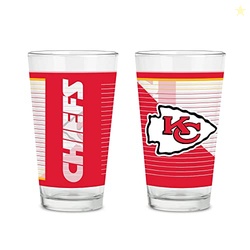Rico Industries NFL Football Kansas City Chiefs 16 oz Pint Glasses wit