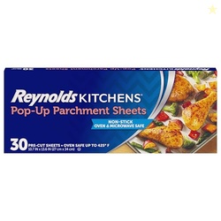 Reynolds Kitchens Pop-Up Parchment Paper Sheets, 30 Count, Fits Standa