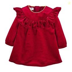 Mud Pie Girls Toddler Velvet Dress, Red, 9-12 Months