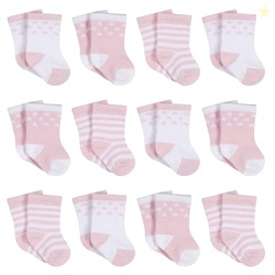 Onesies Brand Baby Girls' Jersey Crew Socks, Pink Stars, 0-6 Months