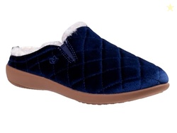 Spenco Women's Velveteen Slipper, Navy, 5