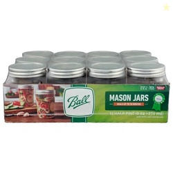 Ball Regular Mouth Mason Jars 8 oz. (12 Pack) - Half Pint Size Jars wi