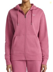 Reebok Womens Rhinestone Full-Zip Hoodie, Standard Fit, Midweight Cott