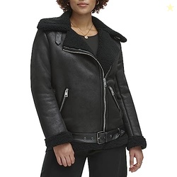 Levi's Women's Faux Shearling Moto, Black, X-Large