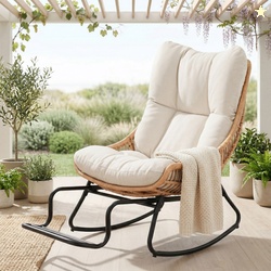 Tappio Rocking Papasan Chair with Adjustable Footrest, Outdoor Egg Roc