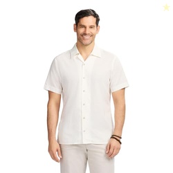 Izod Men's Luxury Classics Short Sleeve Textured Button Down Shirt, Eg