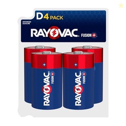 Rayovac Fusion D Batteries (4 Pack), Alkaline D Cell Batteries