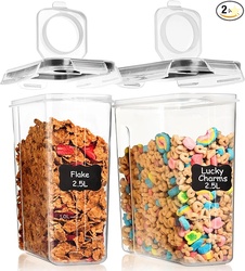 Shazo 2 Pack (15.4 Oz Cereal Capacity) Small Airtight Cereal Container