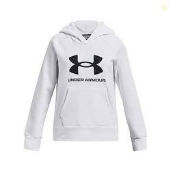 Under Armour girls Rival Fleece Big Logo Hoodie, (100) White / / Black