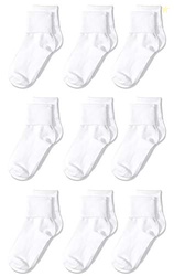 Amazon Essentials Girls' Ankle Socks, Cotton Blend Uniform Turn Cuff, 
