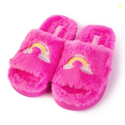 Barbie Cozy X-Band and Open Toe Faux Fur Memory Foam Indoor Outdoor So