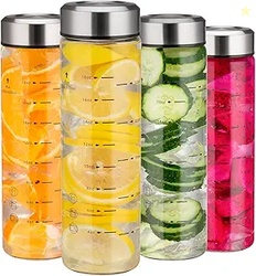 Glass Juice Bottles 20oz - 4 Pack 
