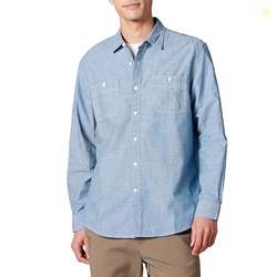 Amazon Essentials Men's Regular-Fit Long-Sleeve Chambray Shirt, Blue, 