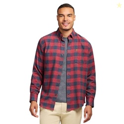 Izod Men's Stratton Flannel Long Sleeve Button Down Shirt, Sundried To