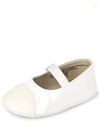 The Children's Place Baby Girls Ballet Flat, White, 6-12 Months Infant