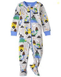 The Children's Place,Dino Stretchie Pajamas,H/T Mist,6-9MONTHS