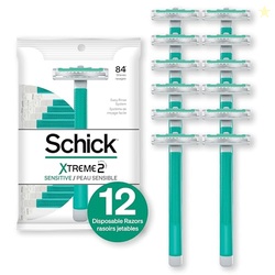 Schick Xtreme 2 Blade Sensitive Skin Disposable Razor For Men, Pack of