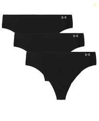 Under Armour Women's 3-pack Pure Stretch No Show Thong Underwear, All-