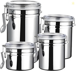 Jioakfa Set Of 4 Stainless Steel Canisters