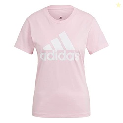 adidas Women's Loungewear Essentials Logo T-Shirt, Clear Pink/White, X