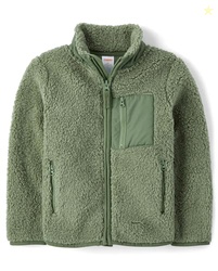 Gymboree,and Toddler Sherpa Full Zip Jacket,Olive,18-24 Months