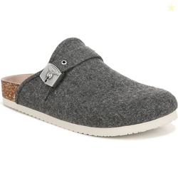 Dr. Scholl's Womens Louis Iconic Clog Mule Charcoal Wool Fabric 6 M