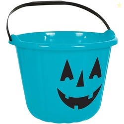 Teal Pumpkin Bucket - 6.8" x 8.8" | Plastic Halloween Candy Holder, Ec