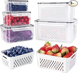 5 PCS Large Fruit Containers for Fridge
