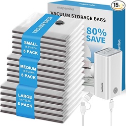 Mapambo Vacuum Storage Bags with USB Pump, 15 Pack 