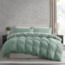 Nestl Sage Green Duvet Cover Queen Size - Soft Double Brushed Queen Du