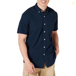 Amazon Essentials Men's Short-Sleeve Oxford Shirt with Pocket, Navy, S
