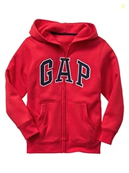 GAP boys Logo Hoodie Zip Sweatshirt, Pure Red V2, X-Small US