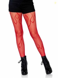Leg Avenue 9288-00322 Flame Net Tights, O/S, Red