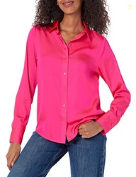 Amazon Essentials Women's Regular-Fit Long Sleeve Satin Button Down Bl